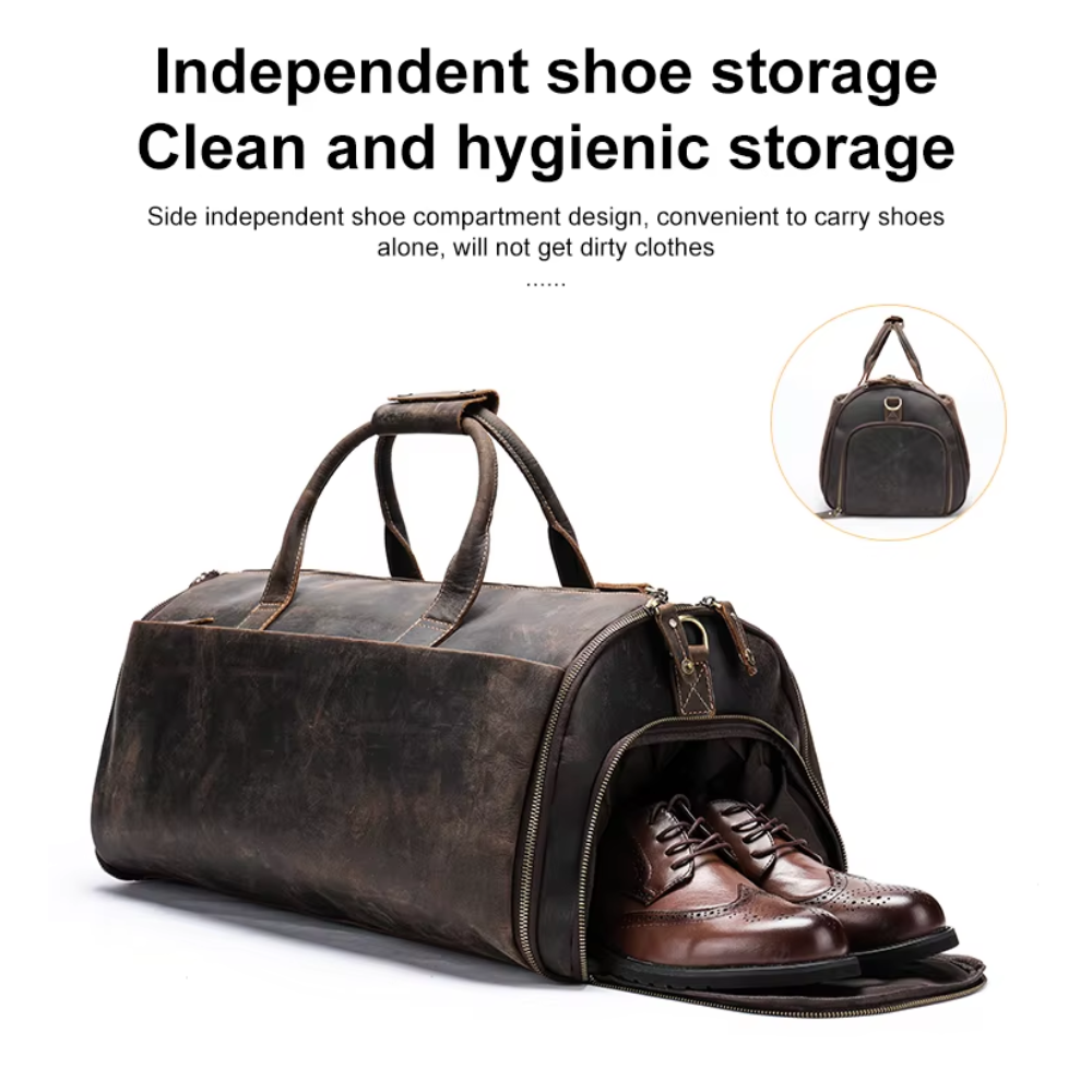 Foldable Leather Duffle Bag | FALUN