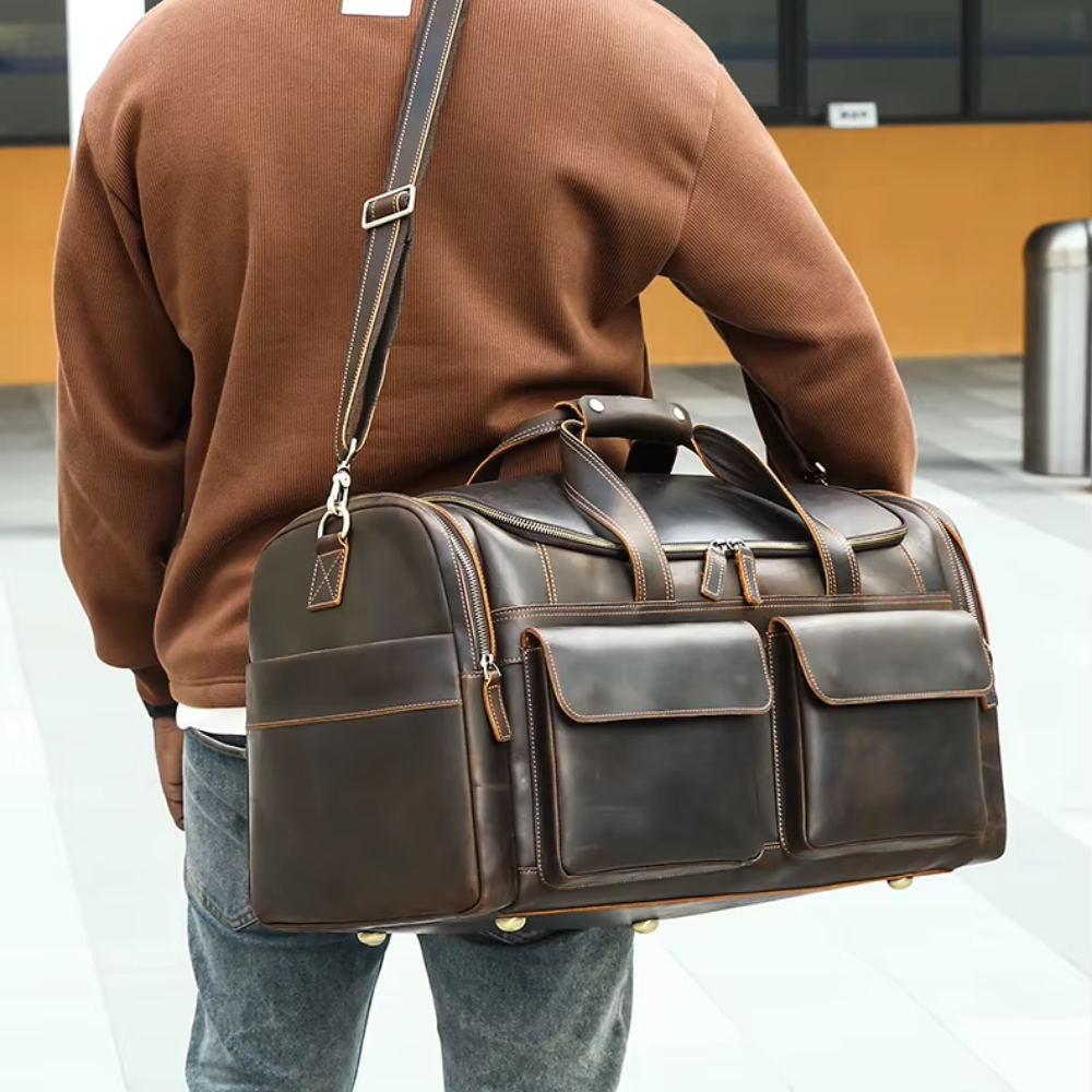 Large Capacity Weekend Leather Duffle Bag | ALFTANES