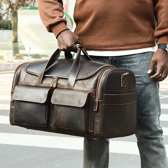 Large Capacity Weekend Leather Duffle Bag | ALFTANES