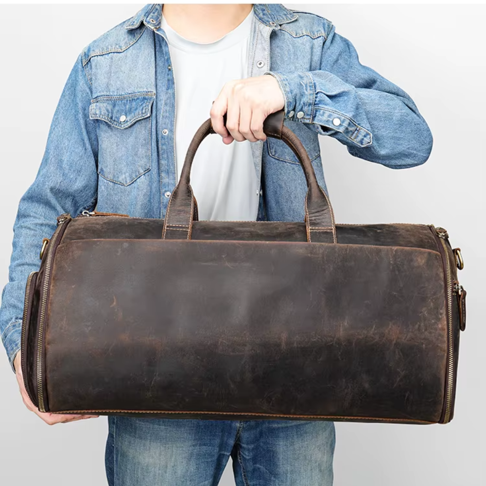 Foldable Leather Duffle Bag | FALUN