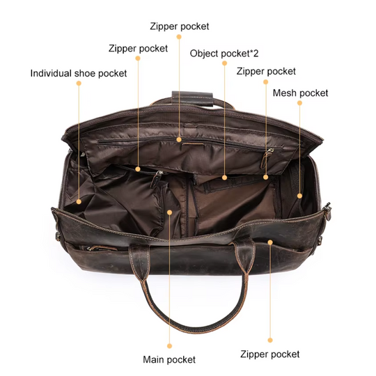 Foldable Leather Duffle Bag | FALUN