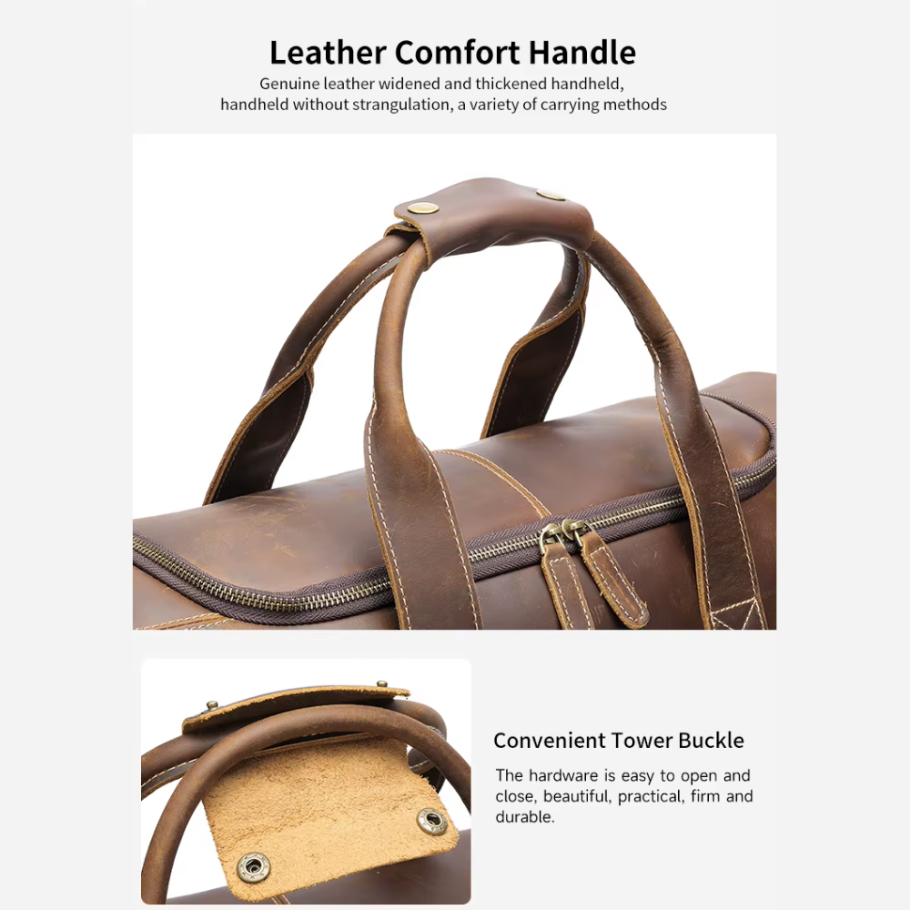 Geniune Leather Travel Duffle Bag | PORI