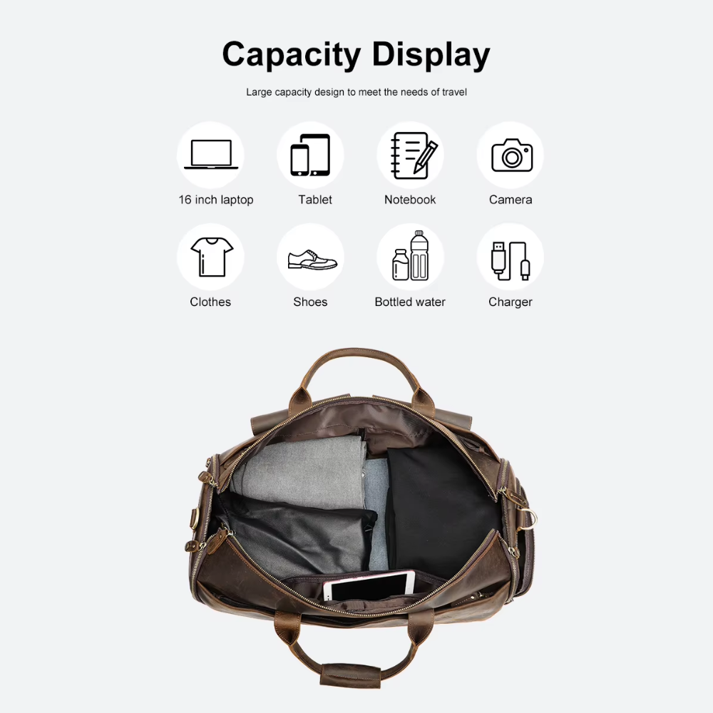 Full Geniune Leather Travel Duffle Bag | LIENZ